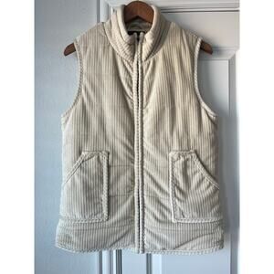 Staccato Cream Corduroy Ridged Padded Vest w/ Pockets | Women's Medium